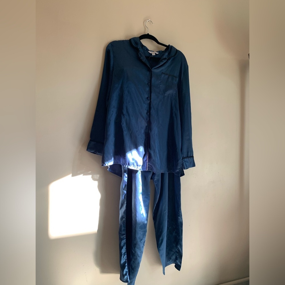 Croft & Barrow Navy Pajama Set Women Size M Lounge Top Bottoms